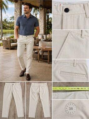lululemon Mens ABC Pant 38 Light Cream Casual Stretch Chino